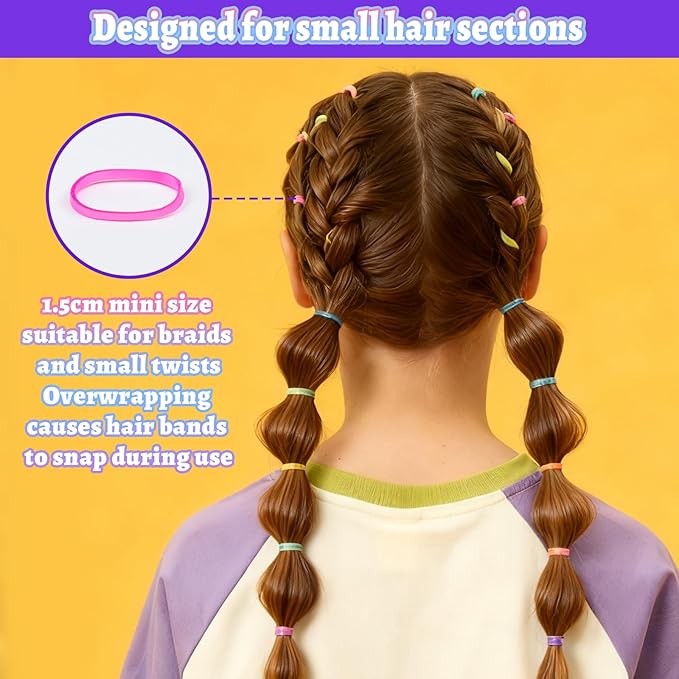Teenitor 36 Colors Rubber Bands for Hair Small, 2300pcs Elastics Hair Ties for Baby with Styling Tools, Hair Accessories for Girls Toddlers
