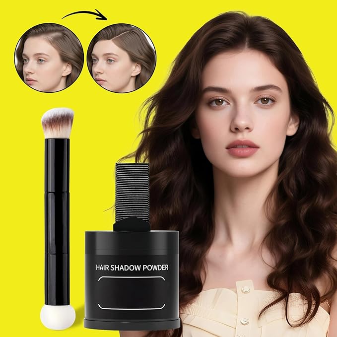 Gowwim Root Touch up Powder, Instantly Gray Hair Cover up Hairline Powder for Women & Men Waterproof and Sweatproof Root Cover Up Long-Lasting for Thinning & Loss Hair (Black6, 10G+1)