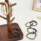 10pcs Braided Hair Ties with Gold & Crystal Beads, Elastic Hair Ties for Women, Neutral Colors