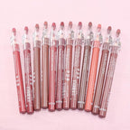 12 Pcs Natural Nude Brown Beige Colors Lip Liner Lipstick Pencils Set for Daily Makeup,Easy to Apply & Remove,Waterproof (set08)
