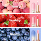Kaely 3Pcs Peach Strawberry Blueberry Hydrating Lipstick Tinted Lip Balm, Color Changing PH Lipstick Makeup, Korean Magic Lip Stain Long Lasting Waterproof, labiales magicos 24 horas originales