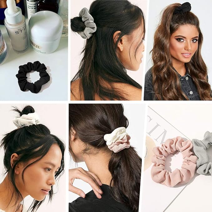 Scrunchies Hair Ties Scrunchy for Women Girls Cute Hairties for Thick Curl Hair No Crease Hair Accessories Soft Ropes Ponytail Holder No Hurt Your Hair 4FBHHCQ-001