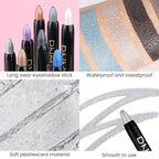 evpct Silver Shimmer Cream Eye Shadow Brightener Sticks Set for Eyes, Silver Shimmery Matte Pencil Eye shadow Applicator Stick Pen Palette Makeup Waterproof sombras en crema para ojos 16#