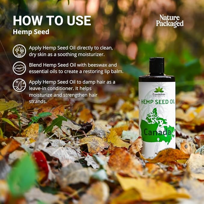 Hemp Seed Oil Direct from Canada - Hemp Seed Oil for Hair, Skin, Body - 16oz