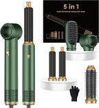 5 in 1 Hair Dryer Brush Set,Professional Negative Ionic Hot Air Styler, Air Curling Wrap Styler,Detachable Blow Dryer Brush With Auto Wrap Curlers,Hair Styling Tools For Straight/Curl/Drying/Smoothing