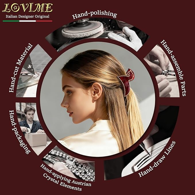 2026 Original Italian Designed Christmas Hair Claw Clips for Women, Strong Grip Plant-Based Acetate Hair Clips for Birthday Girls, Handmade Christmas Hair Accessories With Gift Box-Steed Herald