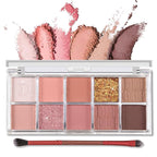 Erinde 10 Color Eyeshadow Palette Makeup - Matte Shimmer Glitter Eye Shadow, Ultra-Blendable, High Pigmented, Naturing-Looking, Neutral Nude Eyeshadow Palette with Professional Brush, Warm Sunshine