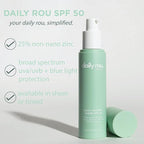 DailyRou Daily Mineral Skincare – Hydrating & Brightening Face Sunscreen for Men & Women – Lightweight, Non-Greasy Formula for Healthy, Smooth, Glowing Skin (Sheer)