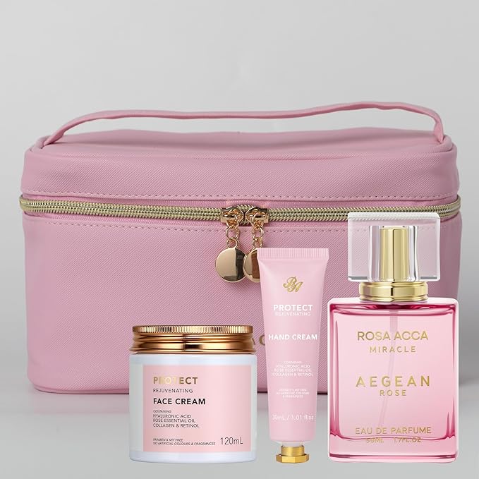 25 Pcs Rose Bath & Body Gift Set for Women, Luxury Skin Care Set, Spa Self Care Gifts, Face Sheet Mask, Perfume, Cosmetic Bag, Face Serum, Necklace, Bath Bomb, Valentine's Day, Birthday, Mothers Day