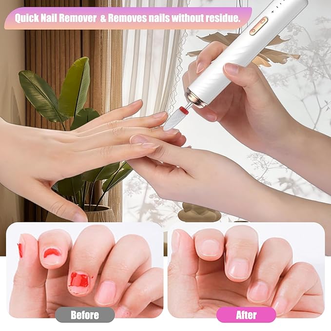 Professional Cordless Nail Drill Kit - Electric Nail File for Manicure Pedicure, Rechargeable & Portable with 6 Bits, Dust Collector, Quiet 30,000 RPM - Gifts for Women/Nail Tech