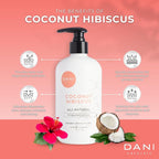 DANI Naturals Hand & Body Lotion - Coconut Hibiscus Scented, Moisturizing & Nourishing Lotion for Dry Skin, Deep Hydration with Natural & Organic Ingredients, Paraben-Free, Vegan & Cruelty-Free, 12 Oz