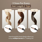 SRILabs CurlQ Extra Long Barrel 5-in-1 Curling Iron & Hair Styling Tool Set with Titanium Barrels, Ceramic Paddle Brush, Thermal Brush, Fast Heat-Up & 12 Temperature Settings