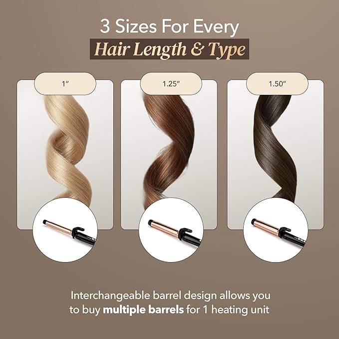 SRILabs CurlQ Curling Iron with 1 inch Extra Long Titanium Barrel, Ceramic Paddle Brush, and Thermal Brush with Rapid Heat Up, 12-Temperature Settings, and 360 Degrees Swivel Cord