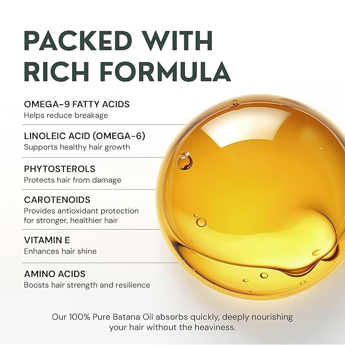 Batana Oil for Hair Growth - 4oz - 100% Pure, Cold Pressed, Unrefined Oil from Honduras - Supports Stronger & Thicker Hair - Dr Sebi Inspired Hair Growth Treatment