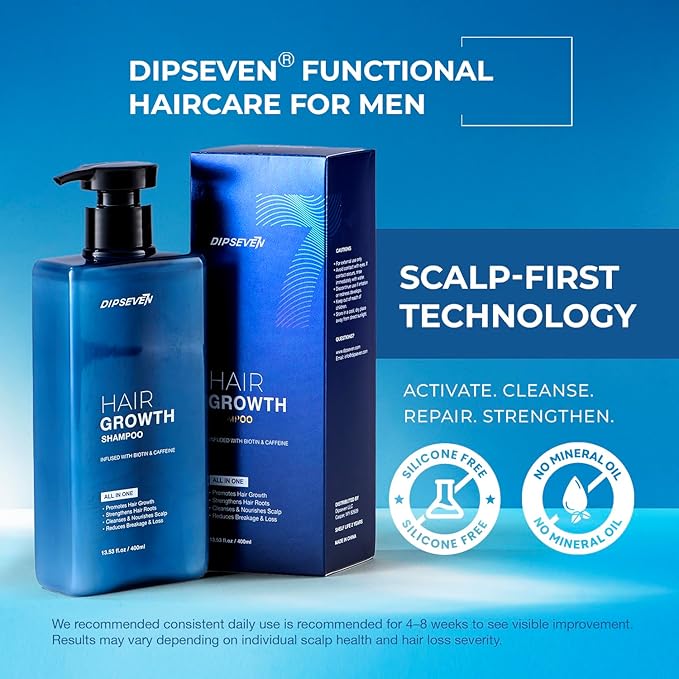 Biotin Hair Growth Shampoo for Men: Powerful Cleaning, Thickening & Strengthening Formula for Hair Loss & Thinning Hair, DHT-Blocking Root Activator with Biotin, Caffeine & Tea Tree Oil, 13.5 fl oz