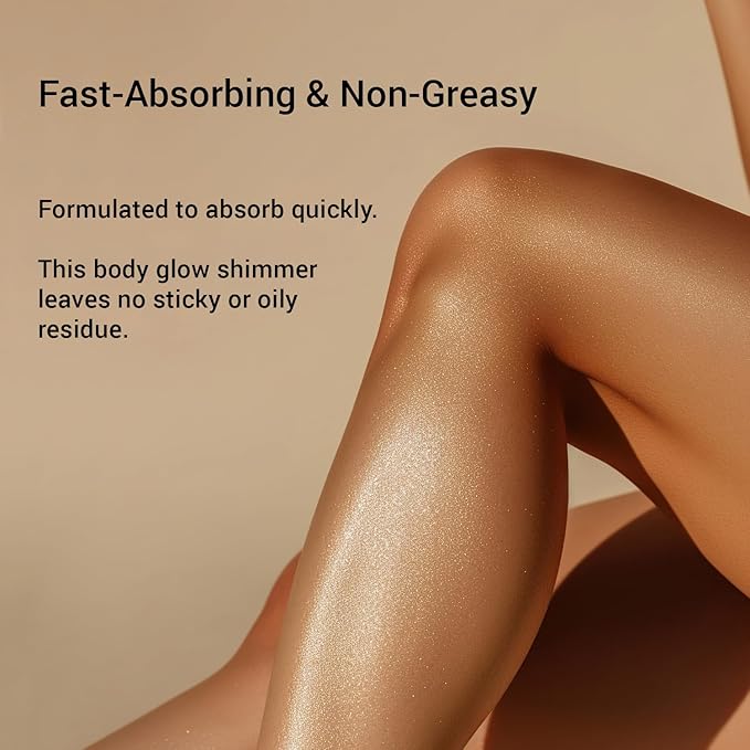 Olive Spa Body Shimmer Oil 100ml – Hydrating Glow Enhancer Glitter Body Oil with Micro Pearls – Fast Absorbing Shimmer for Moisturizing, Illuminating and Shine