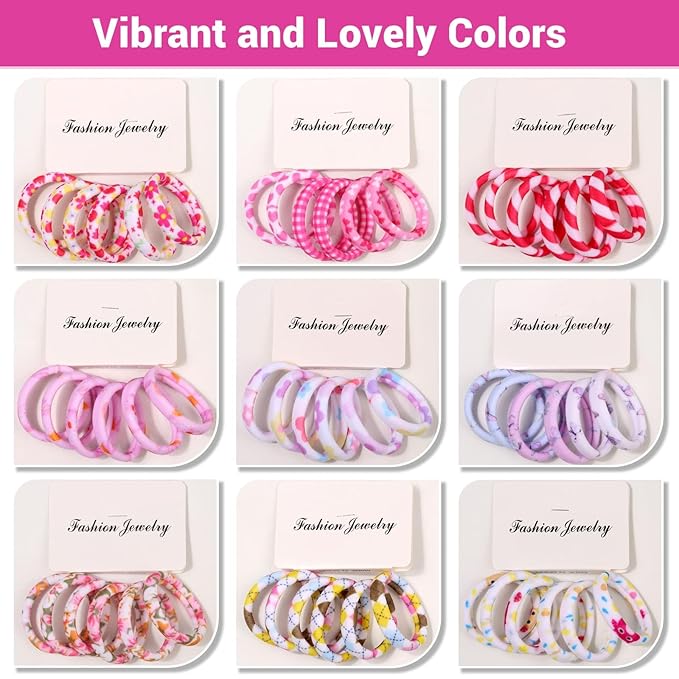 54Pcs Hair Ties for Girls and Women, Nylon Hair Elastics Hair Bands Ponytail Holders Soft Hair Ties No Damage for Girls Thick Straight Curly Hair Multi-colored (Multi-colored B)