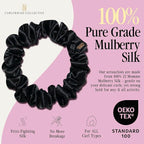 Curlfriend Collective Onyx Midi Curly Hair Silk Scrunchies for Women, Black | 22 Momme Mulberry Silk Hair Ties for Curly, Coily, and Wavy Hair - Black, Pack of 4