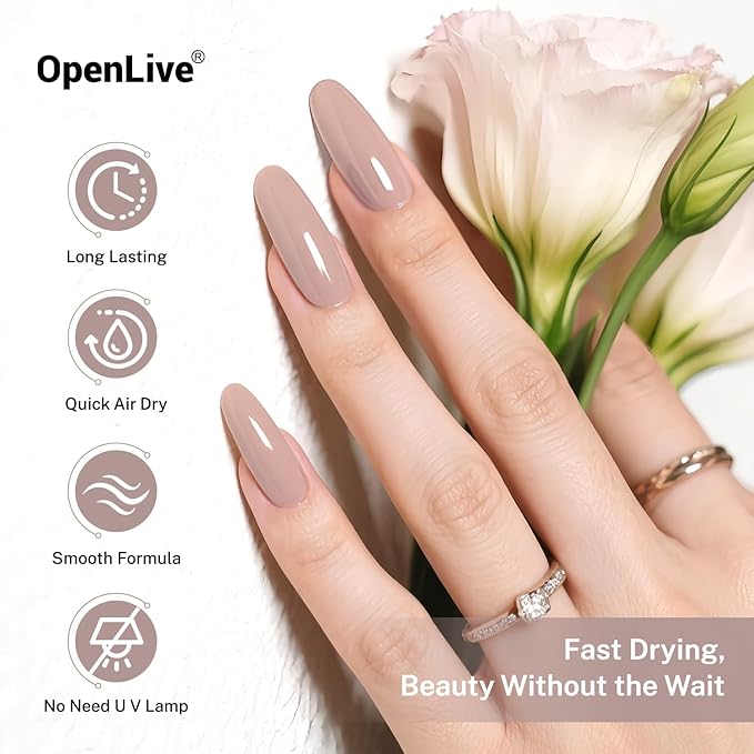 16.5ml Light Brown Nail Polish Large Volume Quick Dry Nail Polish, Long Lasting Shine, Fingernail Toenail Nail Art DIY Home Travel Nail Art Gift