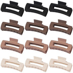 12 Pcs Large Hair Claw Clips for Thick Hair, 4.1 x 2.1 x 1.2 Inch, Square Hair Clips Jumbo Jaw Clips, Bulk Hair Accessories for Women and Girls - Brown