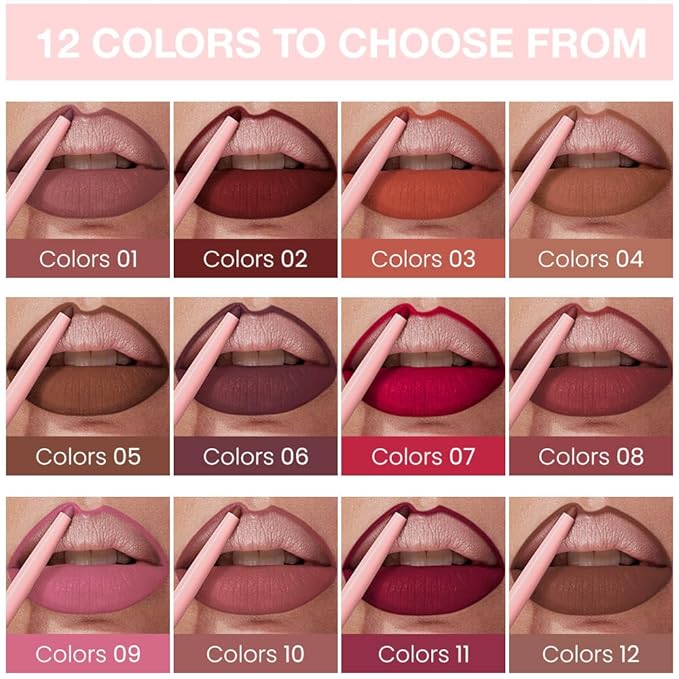 evpct Maroon Chestnut Red Matte Creamy Retractable Lip Liner Pencils for Women Shaping & Sculpting Lips, Lip Liner Long Lasting Waterproof Rich Lip Colors Liner Crayon Lipstick delineador de labios