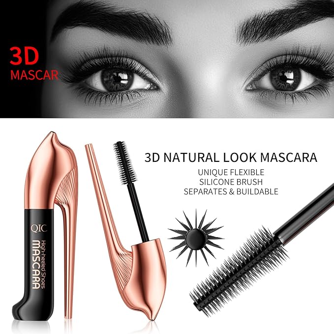 Unique High Heel Design Mascara – Ultra-Volumizing & Lengthening Lash Cosmetics Mascara for Long, Thick, Curled Lashes – 24H Waterproof & Smudge-Proof – Ultra Black, Dramatic Eye Makeup Look