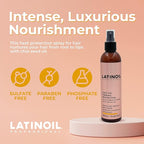 LATINOIL Chia Oil Heat Protectant Spray For Hair - Hair Thermal Protection Shield From Heat - Leave In Conditioner - Anti Frizz Moisturizer (8 Oz)