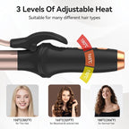 Cordless Curling Iron USB Rechargeable 4000 mAh 3 Temp Setting Travel Portable Mini Hair Curler Curling Wand for Long Hair