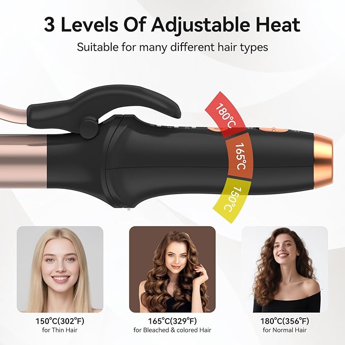 Cordless Curling Iron USB Rechargeable 4000 mAh 3 Temp Setting Travel Portable Mini Hair Curler Curling Wand for Long Hair