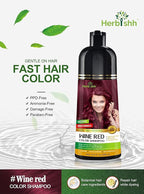 Herbishh Hair Color Shampoo - Magic Dye for Gray Hair, Long Lasting Color in Minutes, 3-In-1, Ammonia-Free, 500 Ml (Wine Red)