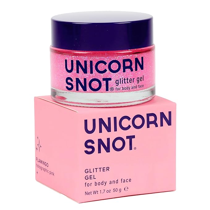 UNICORN SNOT Holographic Face Glitter & Body Glitter Gel | Holiday Glitter Makeup: Stocking Stuffers & Christmas Gift | Hair Glitter, Vegan & Cruelty Free, 1.7 oz Pink Glitter (Flamingo)