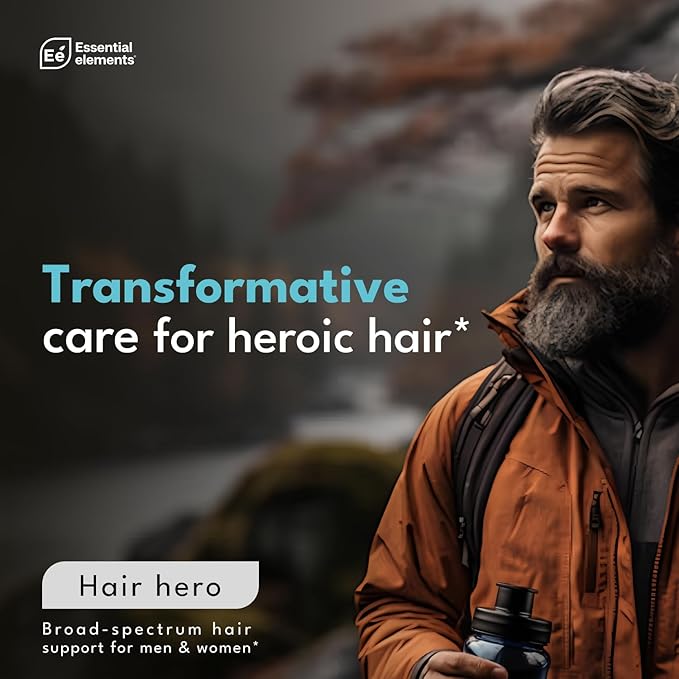 Essential Elements® Hair Hero™ - Hair Vitamins for Men - Broad-Spectrum Support with 5000 mcg Biotin - 60 Count - 30 Servings