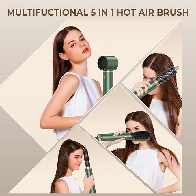 5 in 1 Blow Dryer Brush, Upgrade Hair Dryer Brush Set Negative Ion Air Styler Curling Wrap Air Curler, Hot Air Brush Curling Iron Hair Styling Tools As A Gift for Straight/Curl/Dry/Smooth
