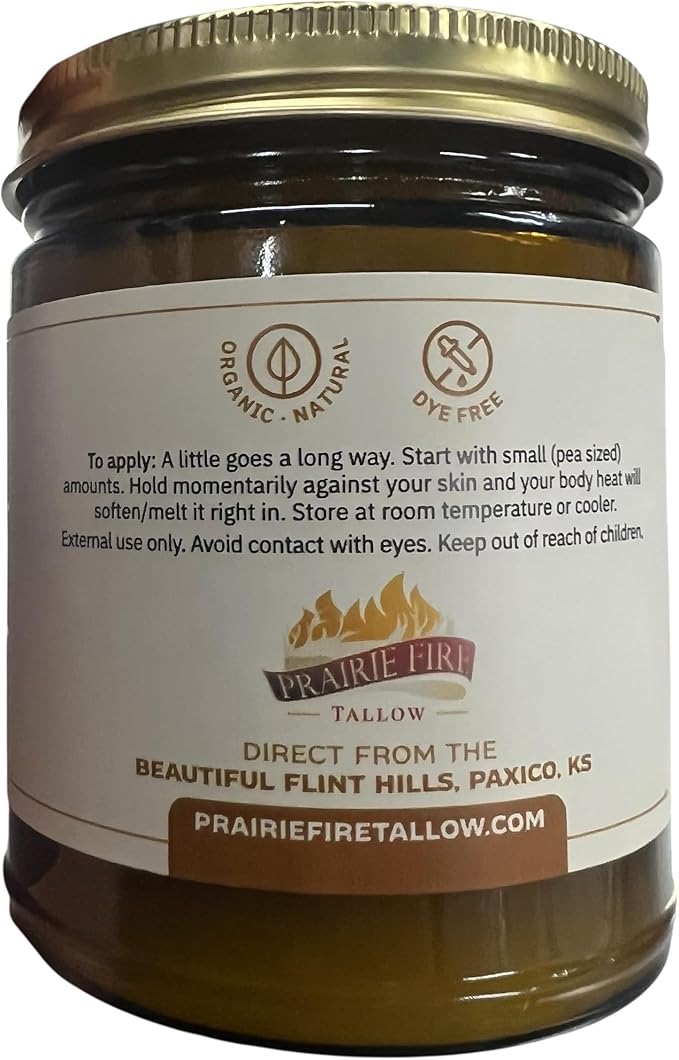 Grass Fed Beef Tallow Balm - 8 oz - Made in USA - Organic Grass Fed and Finished - Moisturizing Skin Care Frankincense