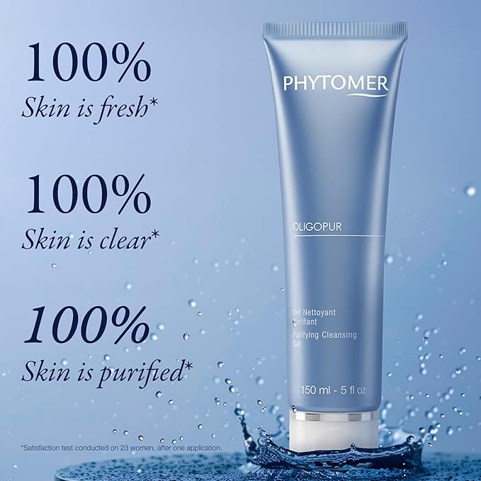 Phytomer Oligopur Purifying Cleansing Gel | Skin Balancing, Oil Absorbing Face Cleanser | Energizing Face Wash Prevents Dull Skin Tone | Safe, Natural Ingredients | Sustainable & Eco-Friendly | 150ml