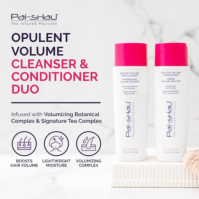 Pai-Shau Opulent Volume Cleanser and Conditioner Duo Set - Volumizing Cleanser and Conditioner for Thin Hair - Provides Improved Volume and Hydration - Shampoo for Women - 8.4 Fl Oz each