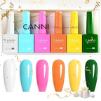 CANNI 9ml Hema-Free Gel Nail Polish Set- 6Pcs White Blue Orange Yellow Colors Gel Polish Kit, Soak Off LED Nail Gel Manicure Kit DIY at Home Salon Gifts for Women Girls