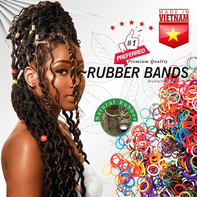 Beauty Town Hair Tie Rubber Bands - 1000pcs/500pcs Soft Stretchy Elastic Bands for Braids, Ponytails & Bun