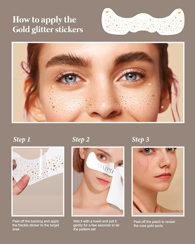 Body Face Glitter for Kids Women Girls, Waterproof Glow Up Singer Concerts Festival Rave Accessories (Gold - Hearted)