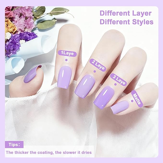 16.5ml Light Purple Nail Polish Large Volume Quick Drying Nail Polish, Fast Drying and Long Lasting Color Nail Art DIY Home Manicure Gift for Women
