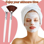 20 Pieces Fan Brushes Facial Applicator Brush Soft Makeup Mask Acid Applicator Brush Esthetician Cosmetic Brush for Mud Cream, Makeup Peel (White and Brown)