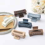 Hair Clip, 3.5 Inch Medium Hair Claw Clips 6 Pack for Women - Brown, Blue, Beige, White, Square, Rectangle, Banana, Jaw Styles