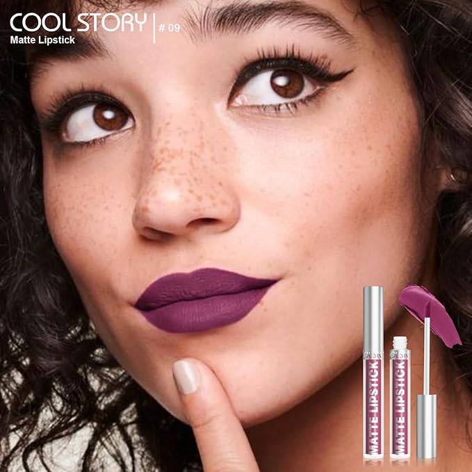 COOL STORY Matte Lip Stain Tint Highly Pigmented Color Long-Lasting Waterproof (09)
