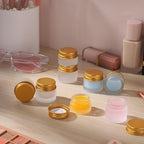 24 pack 10ml Frosted Glass Jars with Gold Lids Small Empty Travel Lotion Containers with Inner Liner Airtight Cosmetic Holder with Labels for Lip Balm Creams Body Butter