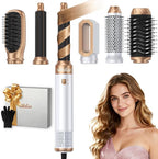 Ukliss Hair Dryer Brush 6 in 1, Hot Air Brush & Styler with ALCI Safety Plug, Ionic Blow Dryer Brush for Frizz Free Salon Blowout, Volumizing & Auto Curls, for Fine to Normal Hair,White