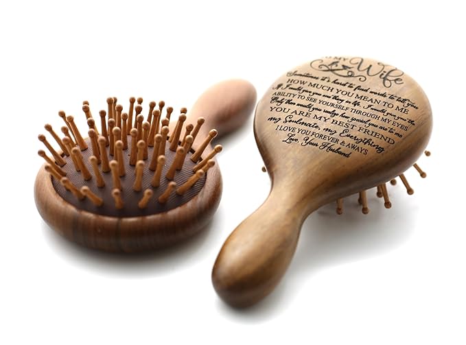 TOBOHU Engraved with Love Quotes Wooden Hairbrush Gifts for Wife, Romantic Wedding Anniversary I Love You Gifts for Her Best Wife Birthday Gift Ideas to My Wife Keepsakes Presents from Husband