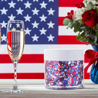 Red White Blue USA Patriotic Face Glitter,4th of July Accessories Hair Glitter for Kids,Blue Body Glitter Face Paint,Fourth of July Outfits for Women,Festival Party Celebrations Makeup