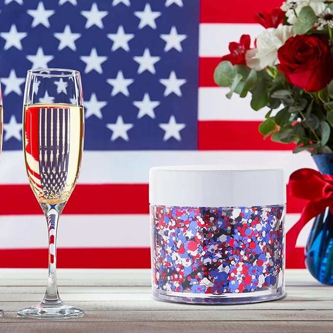 Red White Blue USA Patriotic Face Glitter,4th of July Accessories Hair Glitter for Kids,Blue Body Glitter Face Paint,Fourth of July Outfits for Women,Festival Party Celebrations Makeup