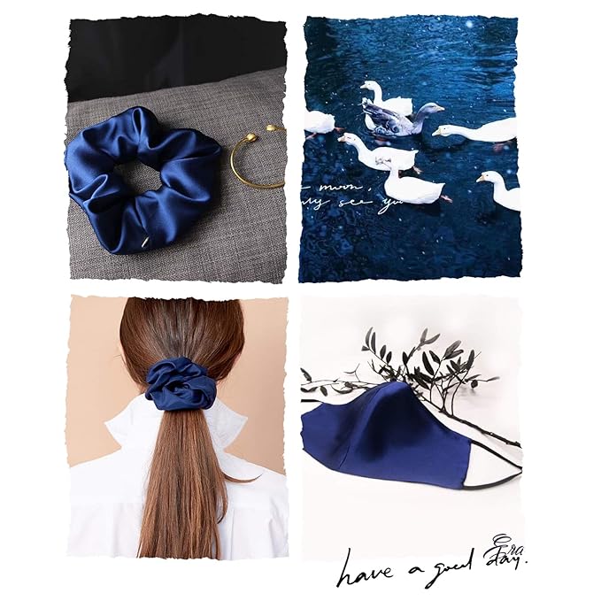 OLESILK 100% Mulberry Silk-Scrunchies for Hair Sleep, Women Grils Silk Hair Ties for Frizz & Breakage Curly Hair, No Damage, Elastics Ponytail Holder, 3 Pack