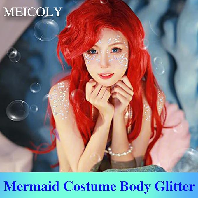 MEICOLY Chameleon Iridescent White Body Glitter,Halloween Face Glitter Paint Ice Themed Aerial Performance,Color Changing Mermaid Face Glitter,Opal Glitter for Body Hair,Festival Party Cheer Makeup